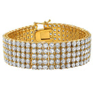 5 Row Bling Bling Bracelet Gold Stainless Steel HipHopBling