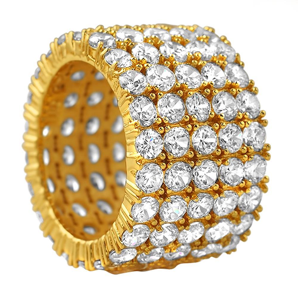 5 Row CZ Eternity Gold Ring 7 HipHopBling