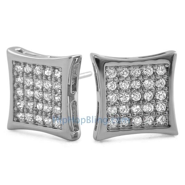 50 CZ Stone Kite Micro Pave Hip Hop Earrings HipHopBling