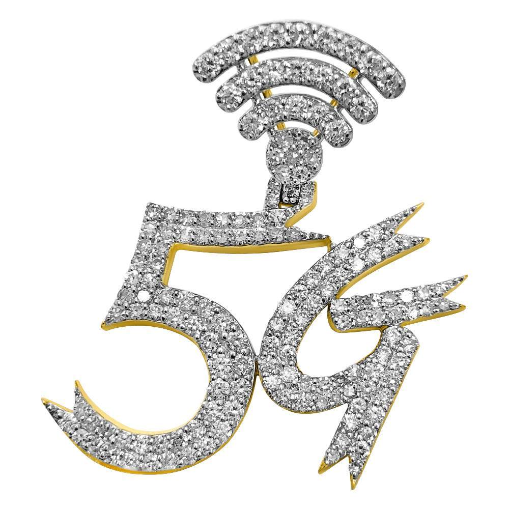 5G Diamond Pendant 1.50cttw 10K Yellow Gold HipHopBling