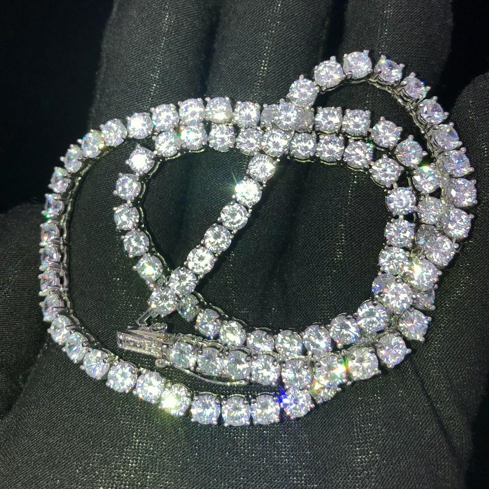5MM Hip Hop Bling VVS Iced Out Tennis Chain White Gold 16" HipHopBling