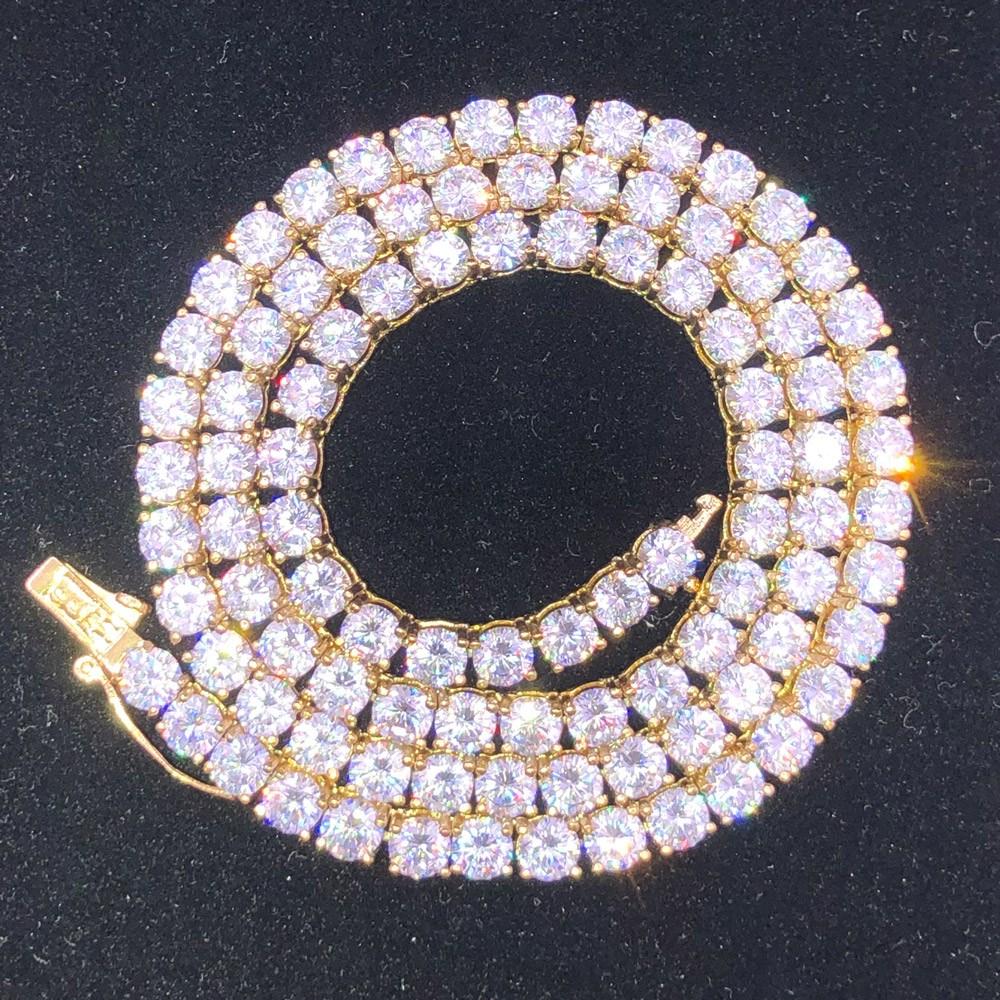 5MM Hip Hop Bling VVS Iced Out Tennis Chain Yellow Gold 16" HipHopBling