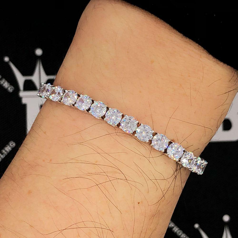 5MM Hip Hop Tennis Bracelet VVS Iced Out White Gold 8" HipHopBling