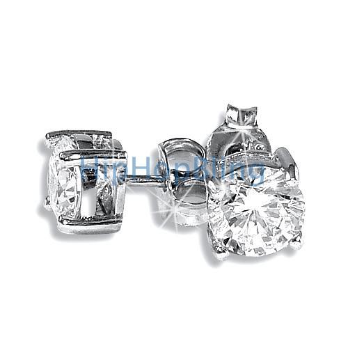 5mm Round Signity CZ Sterling Silver Earrings HipHopBling