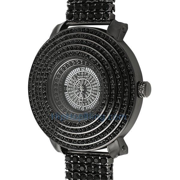 6 Row Cone Black Bling Bling Watch 6 Row Band HipHopBling
