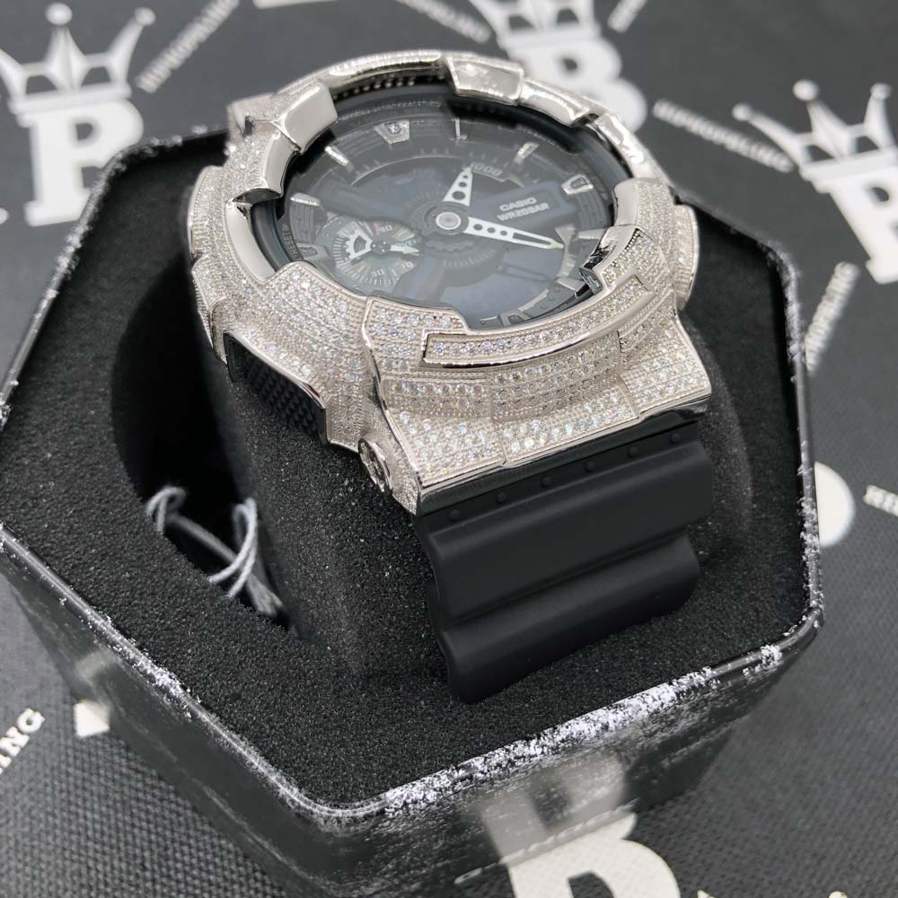 6.00 Carat Pave Moissanite VVS Iced Out G Shock GA110 Custom Watch HipHopBling