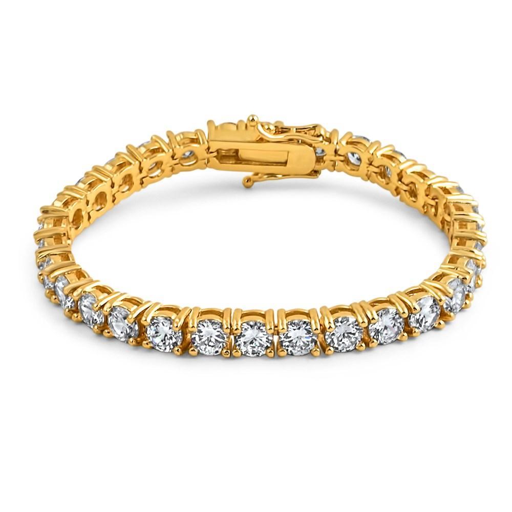 6MM CZ 1 Row Bling Bling Tennis Bracelet Gold 8" HipHopBling