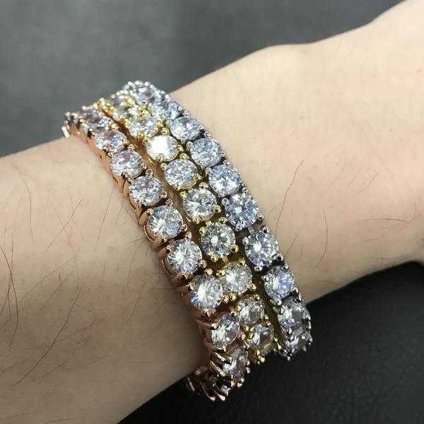 6MM CZ 1 Row Bling Bling Tennis Bracelet Gold 8" HipHopBling