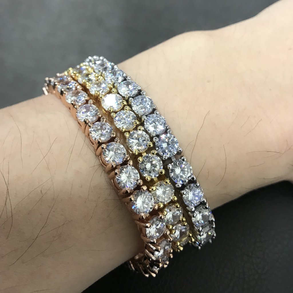 6MM CZ 1 Row Bling Bling Tennis Bracelet Rhodium 8" HipHopBling