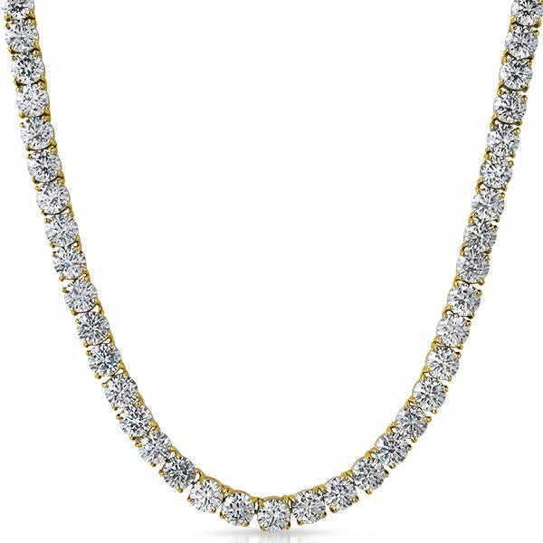 6MM CZ Gold Steel 1 Row Hip Hop Tennis Chain 18" HipHopBling