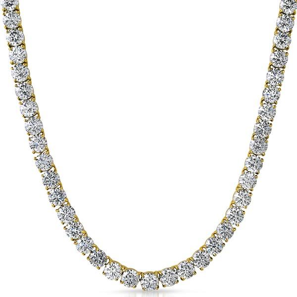 6MM CZ Gold Steel 1 Row Hip Hop Tennis Chain 18" HipHopBling