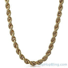 6MM Gold Plated Rope Chain Necklace 18" HipHopBling
