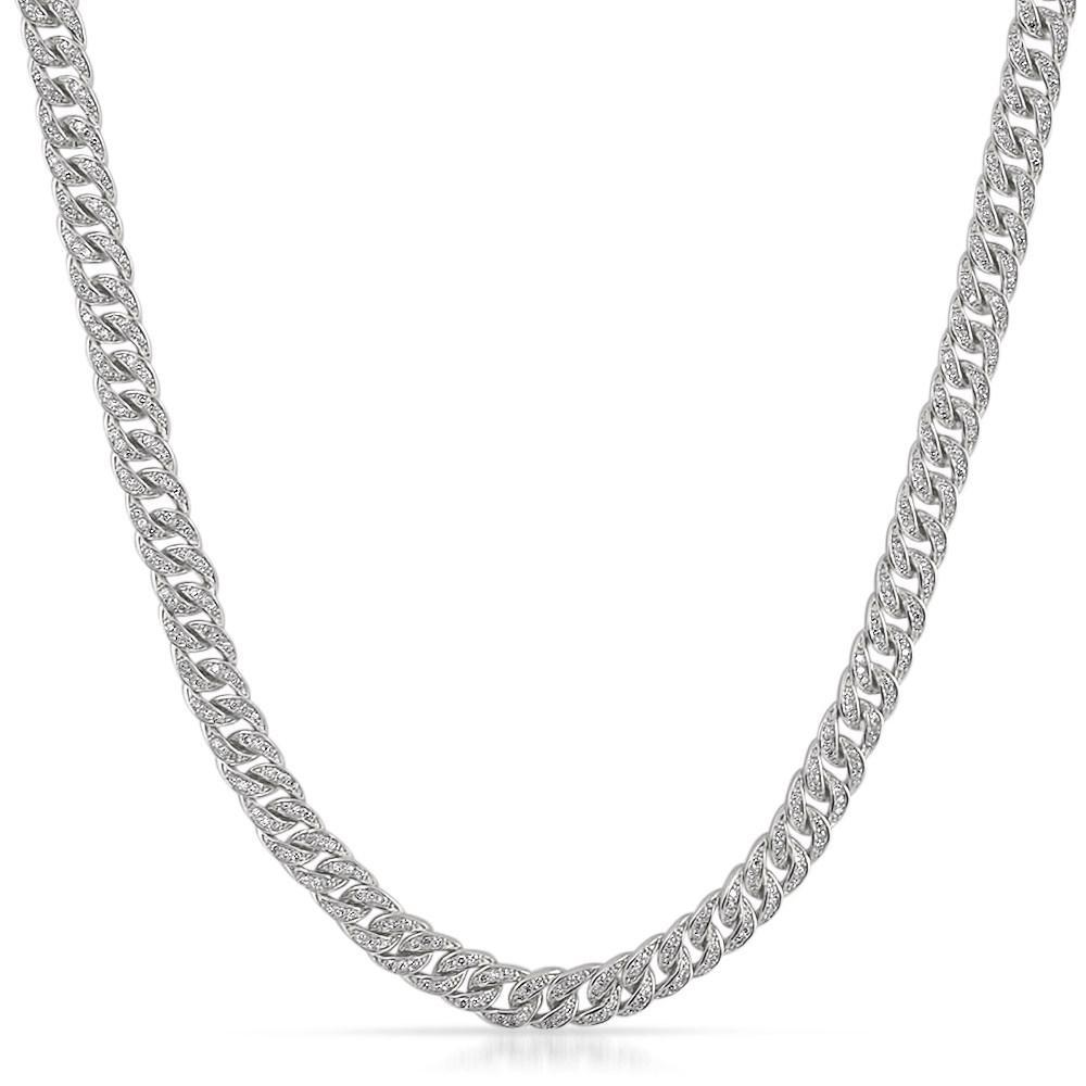 6MM Miami Cuban Rhodium CZ Iced Chain 16" HipHopBling