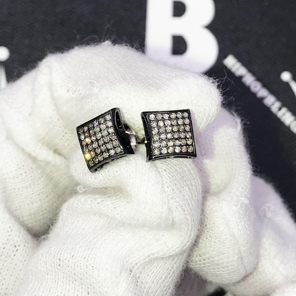 .72cttw Diamond Kite Earrings Black Stainless Steel HipHopBling