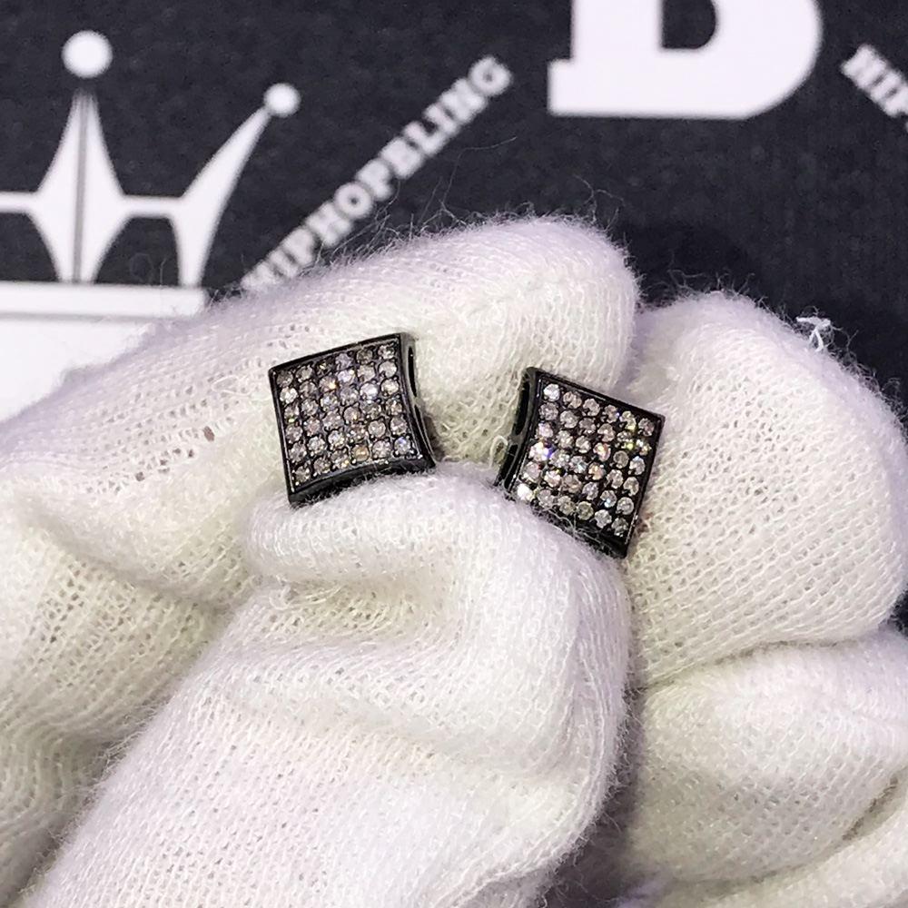 .72cttw Diamond Kite Earrings Black Stainless Steel HipHopBling