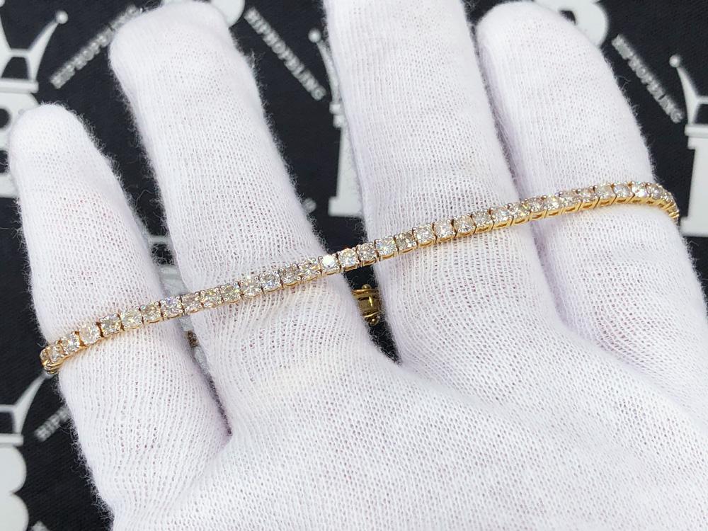7.50 Carat Diamond Tennis Bracelet 10K Yellow Gold HipHopBling