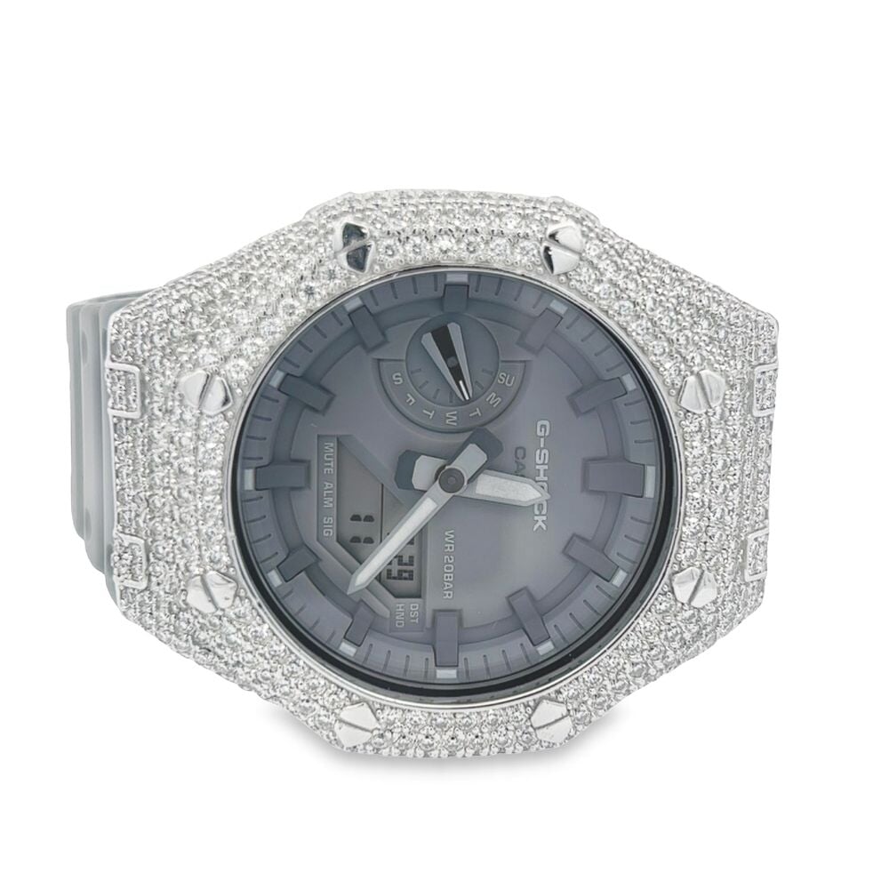 7.75 Carat VVS Moissanite Iced Out G Shock GA2100 Hip Hop Custom Watch HipHopBling