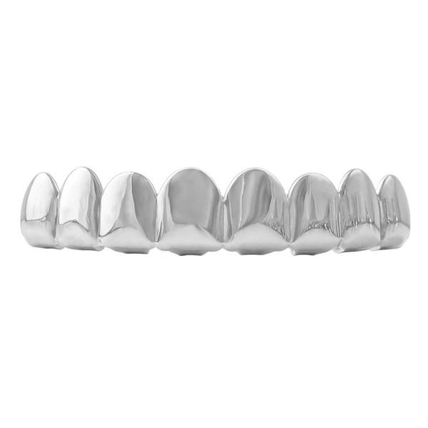 8 Tooth Hip Hop Grillz Rhodium Top HipHopBling