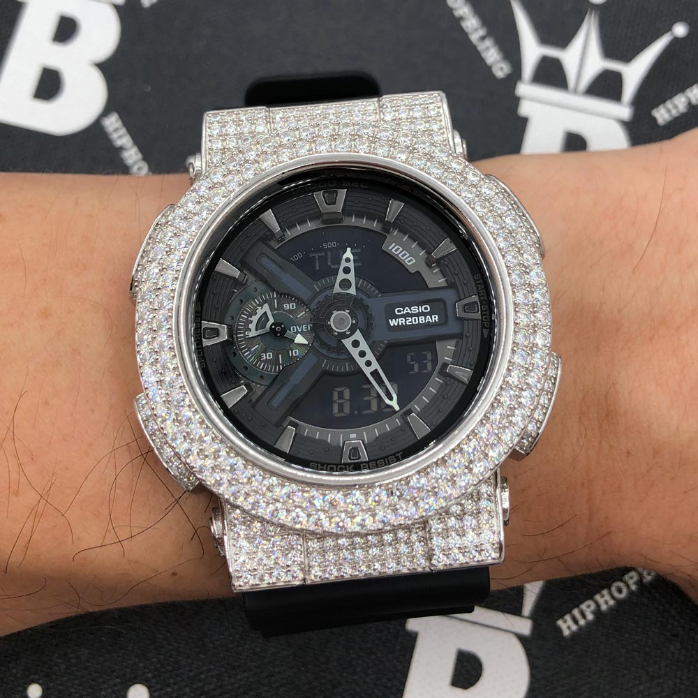 8.00 Carat Moissanite VVS Iced Out G Shock GA110 Custom Watch HipHopBling