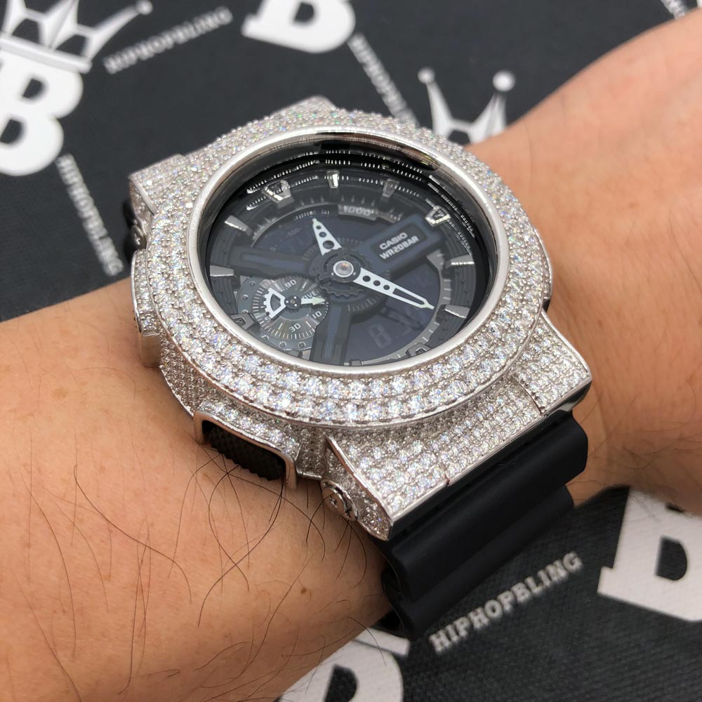 8.00 Carat Moissanite VVS Iced Out G Shock GA110 Custom Watch HipHopBling