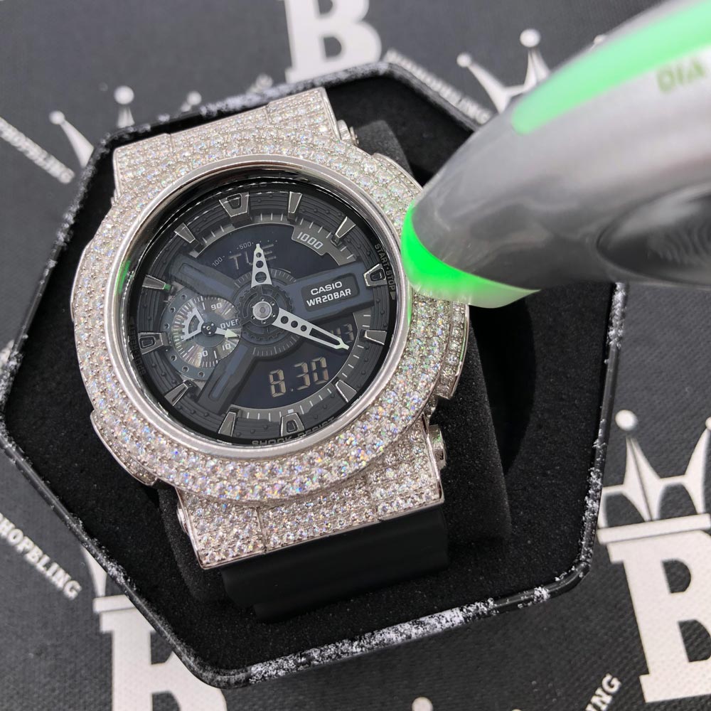 8.00 Carat Moissanite VVS Iced Out G Shock GA110 Custom Watch HipHopBling