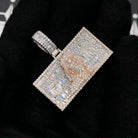 .925 Silver $100 Bill Baguette VVS CZ Iced Out Pendant White Gold HipHopBling
