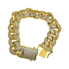 .925 Silver 19MM Gold Miami Cuban Ice Lock Bling Bracelet CZ 7" HipHopBling