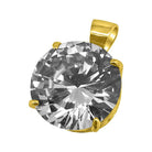 .925 Silver 20MM CZ Solitaire Bling Bling Pendant White Gold HipHopBling