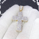 .925 Silver 3D Baguette Cluster Cross VVS CZ Iced Out Pendant Yellow Gold HipHopBling