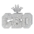.925 Silver 3D CEO Layered Baguette CZ Iced Out Pendant White Gold HipHopBling