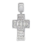 .925 Silver 3D Emerald Cut Thick CZ Iced Out Pendant White Gold HipHopBling