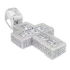 .925 Silver 3D Emerald Cut Thick CZ Iced Out Pendant White Gold HipHopBling