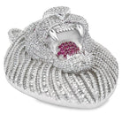 .925 Silver 3D Lion Face CZ Iced Out Pendant White Gold HipHopBling