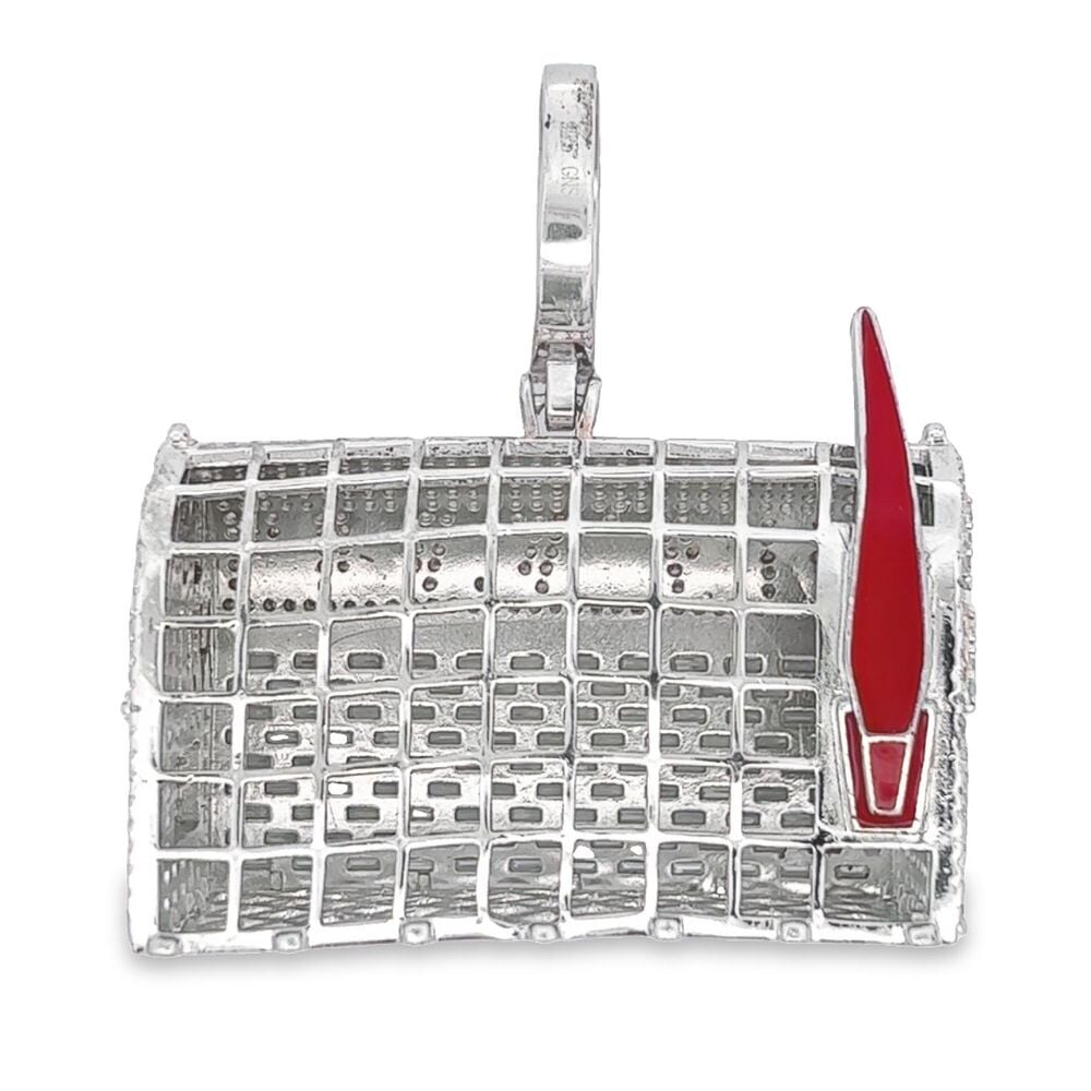 .925 Silver 3D US Mail Box Baguette CZ Iced Out Pendant HipHopBling