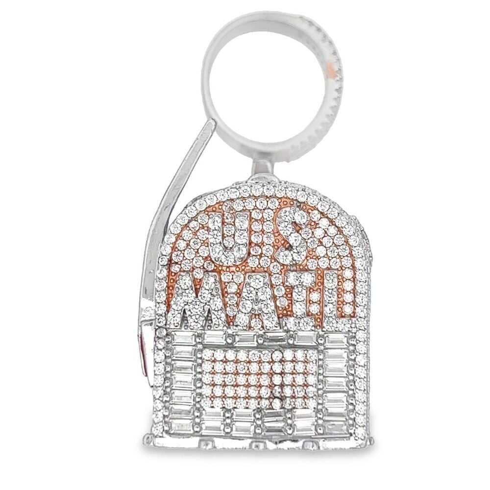 .925 Silver 3D US Mail Box Baguette CZ Iced Out Pendant White Gold HipHopBling
