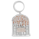 .925 Silver 3D US Mail Box Baguette CZ Iced Out Pendant White Gold HipHopBling