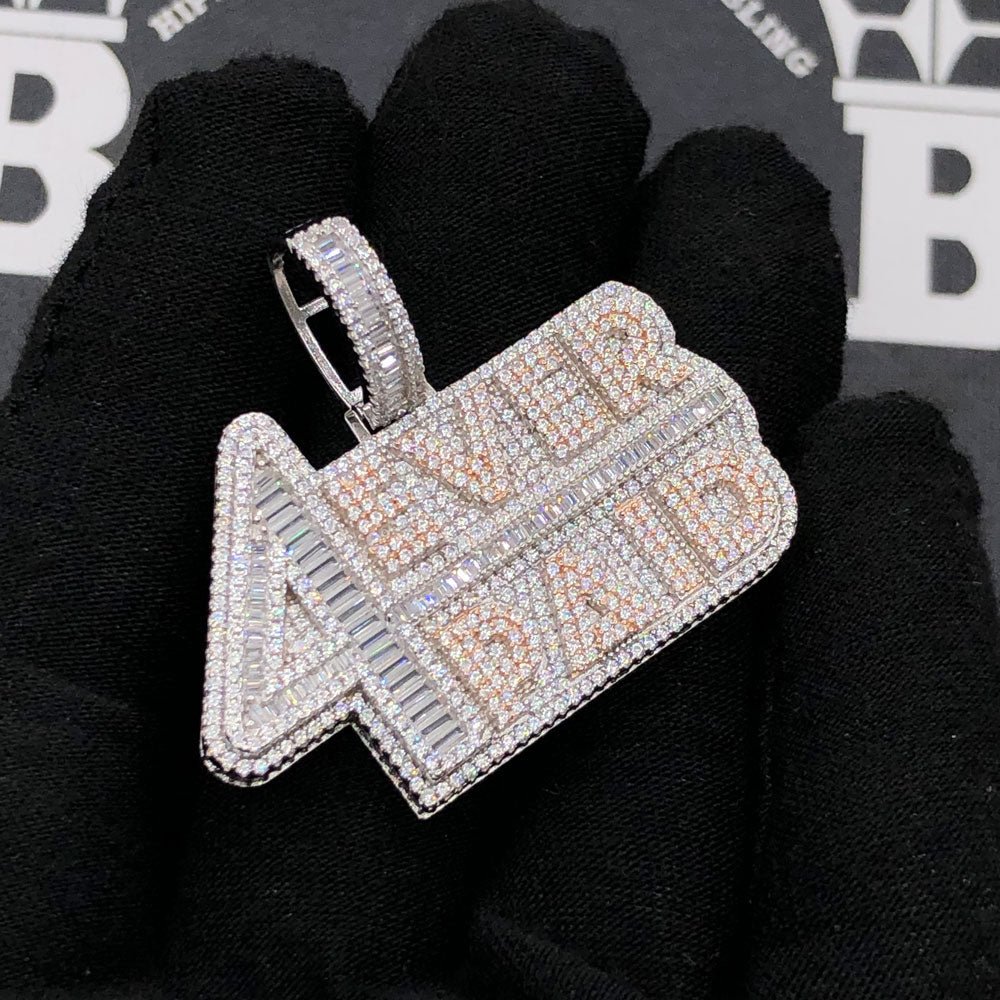 .925 Silver 4 Ever Paid VVS CZ Iced Out Pendant White Gold HipHopBling