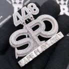 .925 Silver 448 SFO Safe Plays Only VVS CZ Iced Out Pendant White Gold HipHopBling