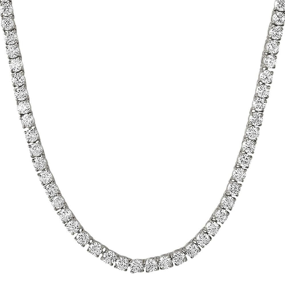 .925 Silver 4MM CZ Bling Tennis Chain Rhodium 18" HipHopBling