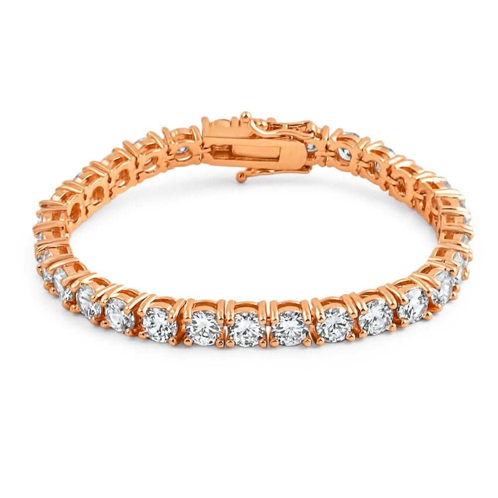 .925 Silver 6MM CZ 1 Row Bling Tennis Bracelet Yellow Gold 8" HipHopBling