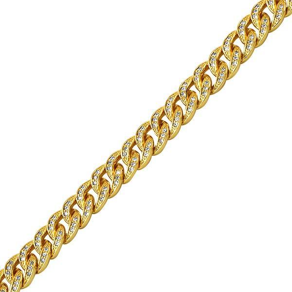 .925 Silver 8MM CZ Bling Bling Gold Cuban Links Chain 16" HipHopBling