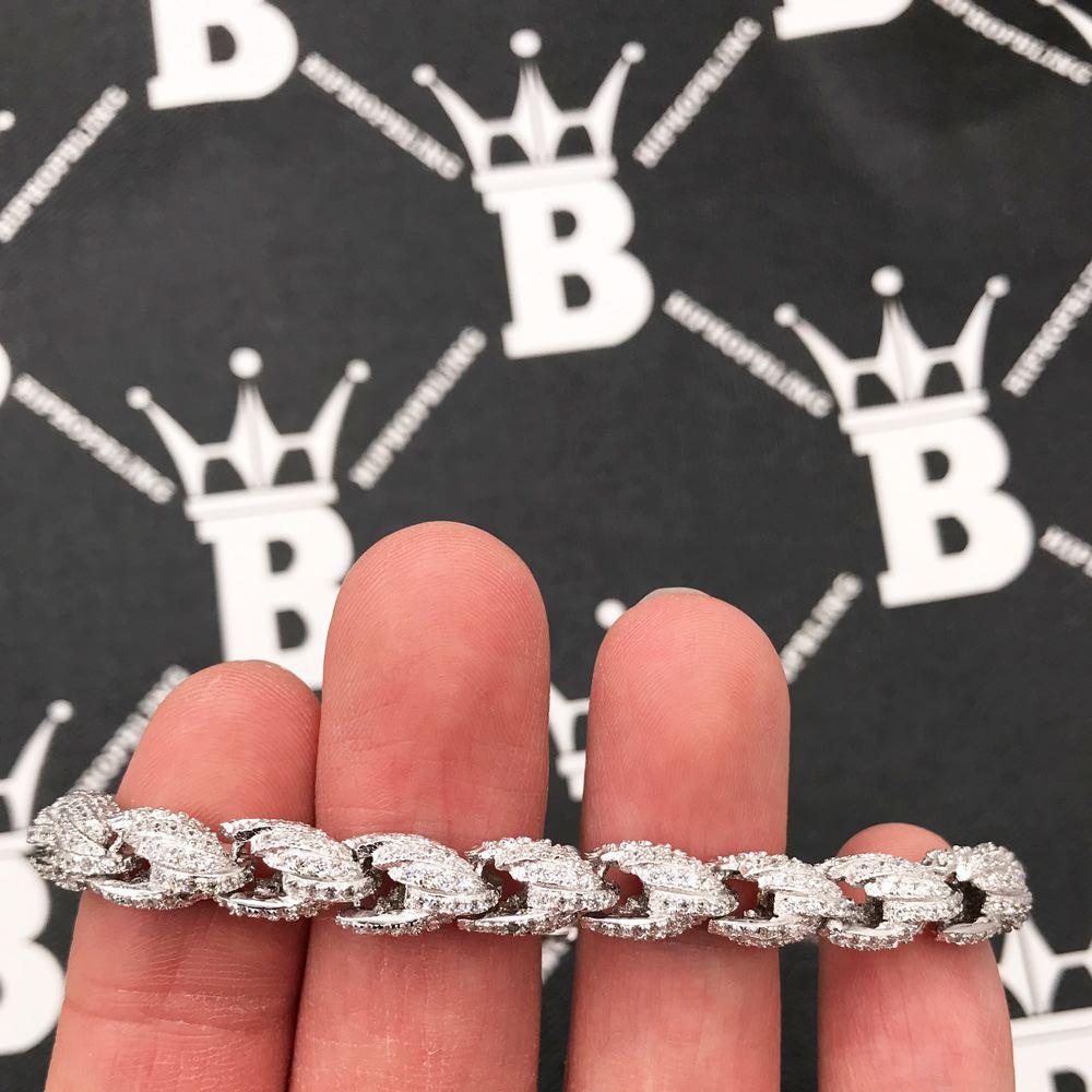 .925 Silver 8MM French Rope CZ Bling Bling Bracelet White Gold HipHopBling