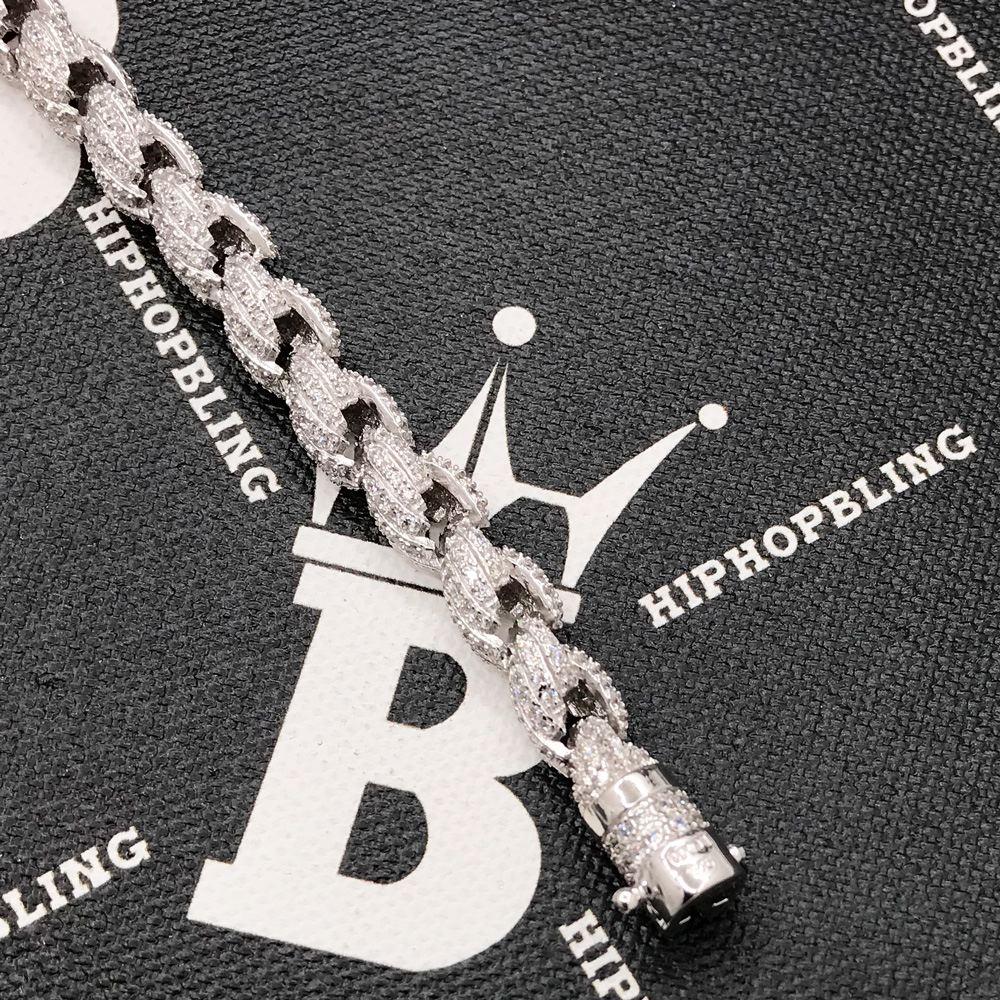 .925 Silver 8MM French Rope CZ Bling Bling Bracelet Yellow Gold HipHopBling