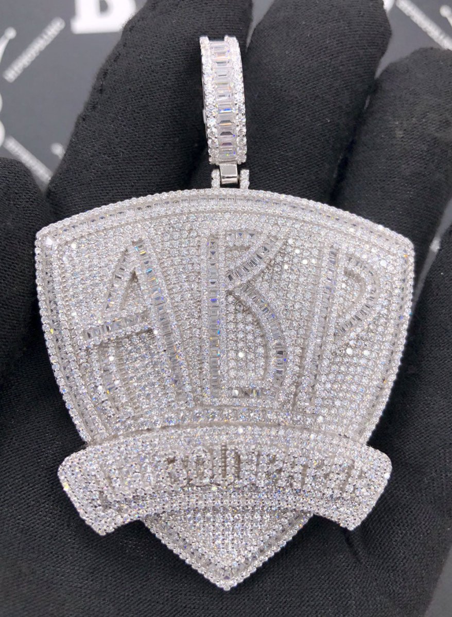 .925 Silver ABP All Bout Paper VVS CZ Iced Out Pendant White Gold HipHopBling