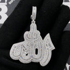 .925 Silver Allah God Arabic Baguette VVS CZ Iced Out Pendant White Gold HipHopBling