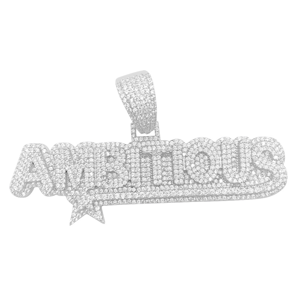 .925 Silver Ambitious CZ Iced Out Pendant HipHopBling