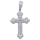 .925 Silver Antique Cross Baguette VVS CZ Iced Out Pendant White Gold HipHopBling