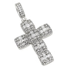 .925 Silver Asscher Cut Cluster CZ Cross White Gold HipHopBling