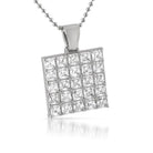 .925 Silver Asscher Cut CZ Bling Bling Block Pendant White Gold HipHopBling