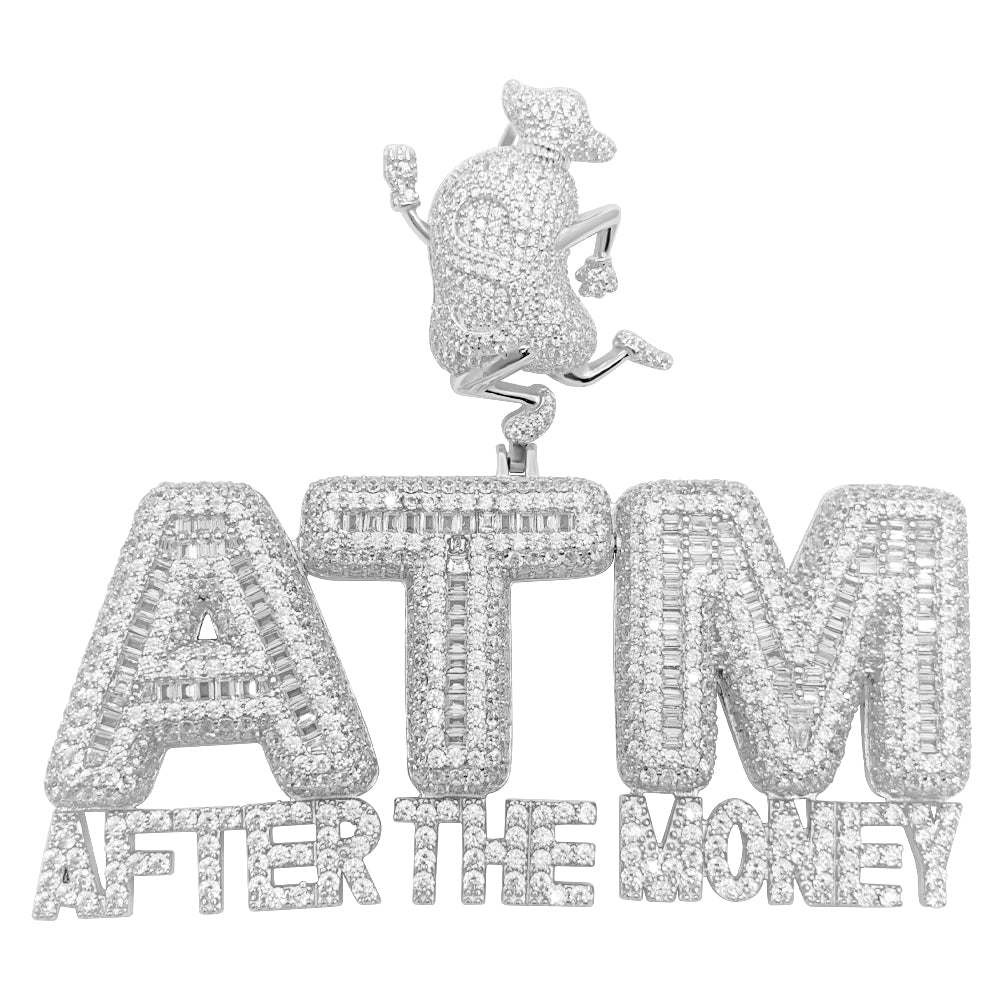 .925 Silver ATM After The Money CZ Iced Out Pendant HipHopBling